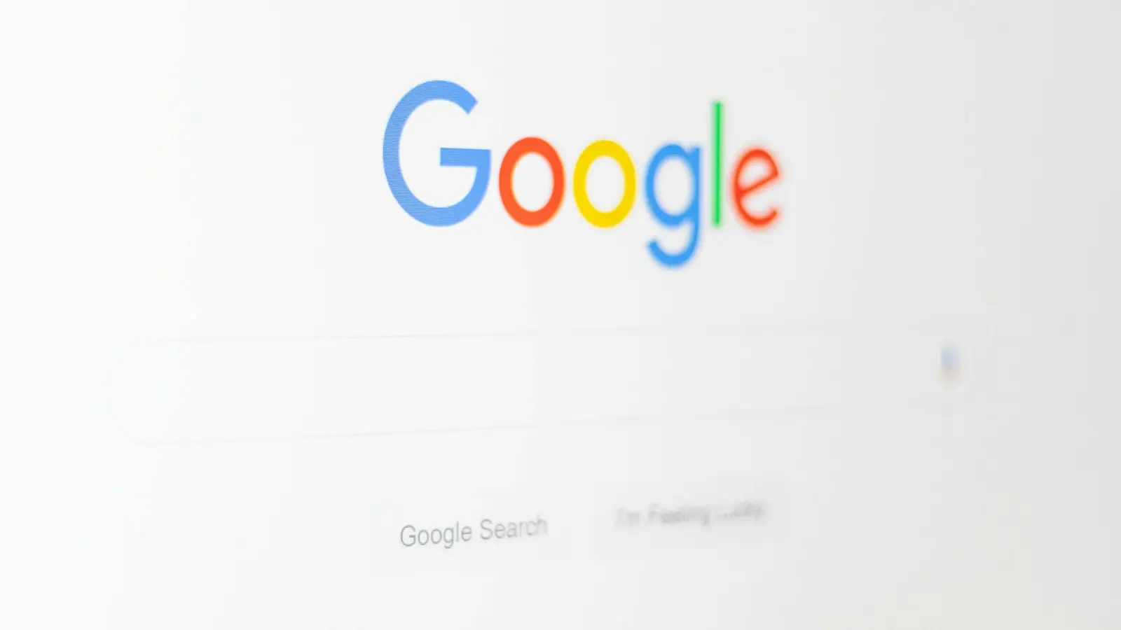 The Google logo and search box on a screen