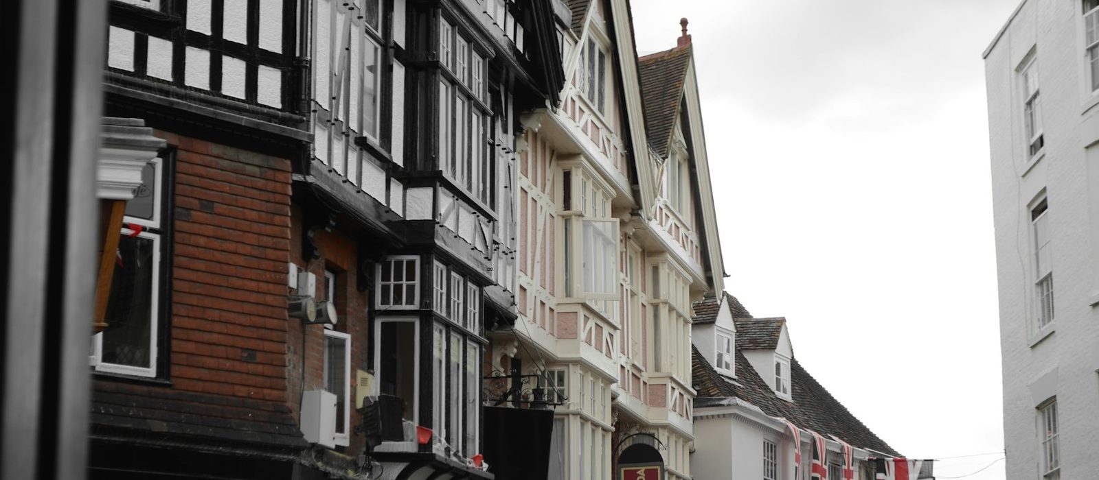 Timber framed buildings on a small town street