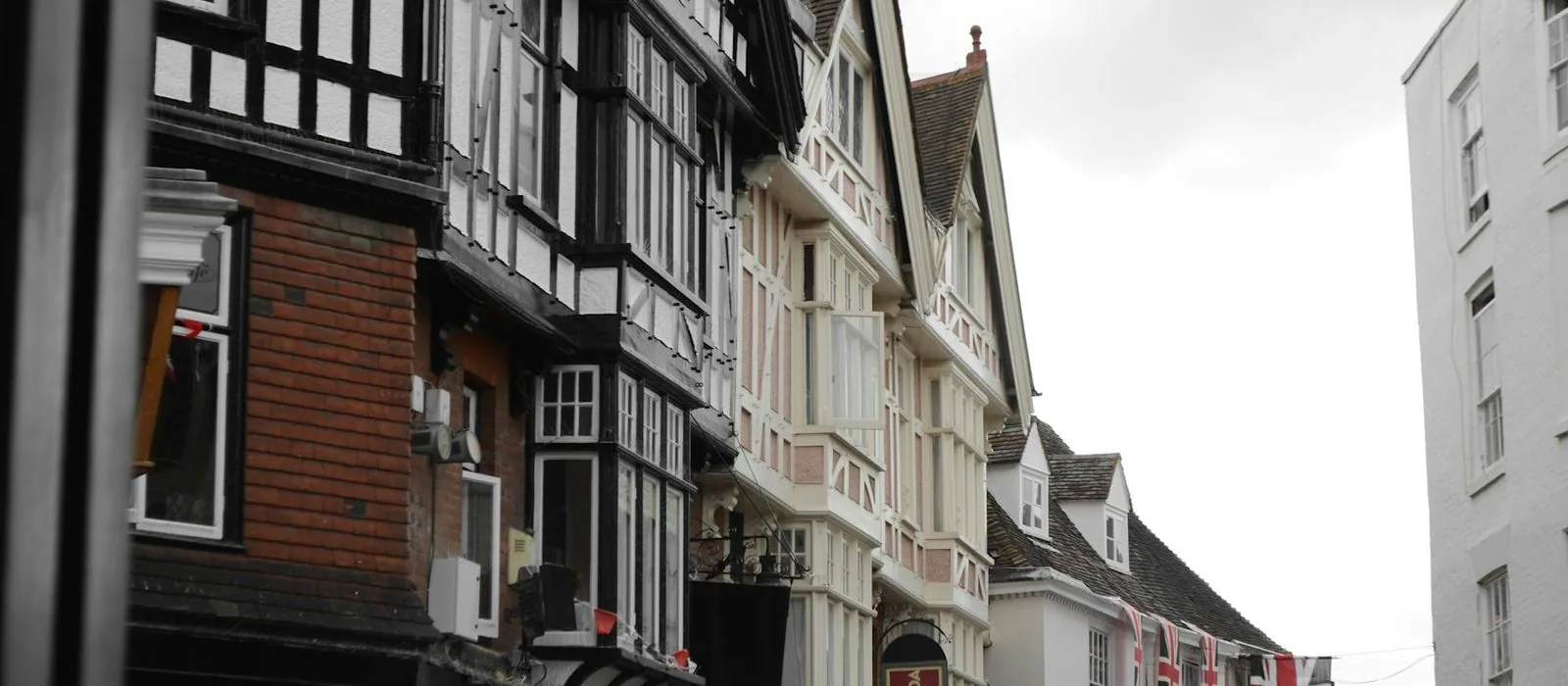 Timber framed buildings on a small town street