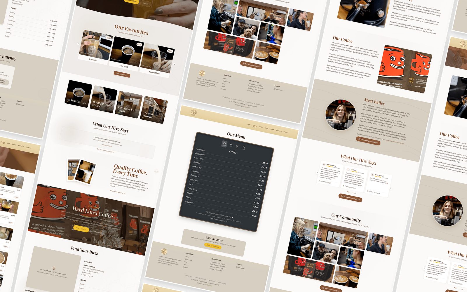 Every page of the The Bee Hive Cafe site