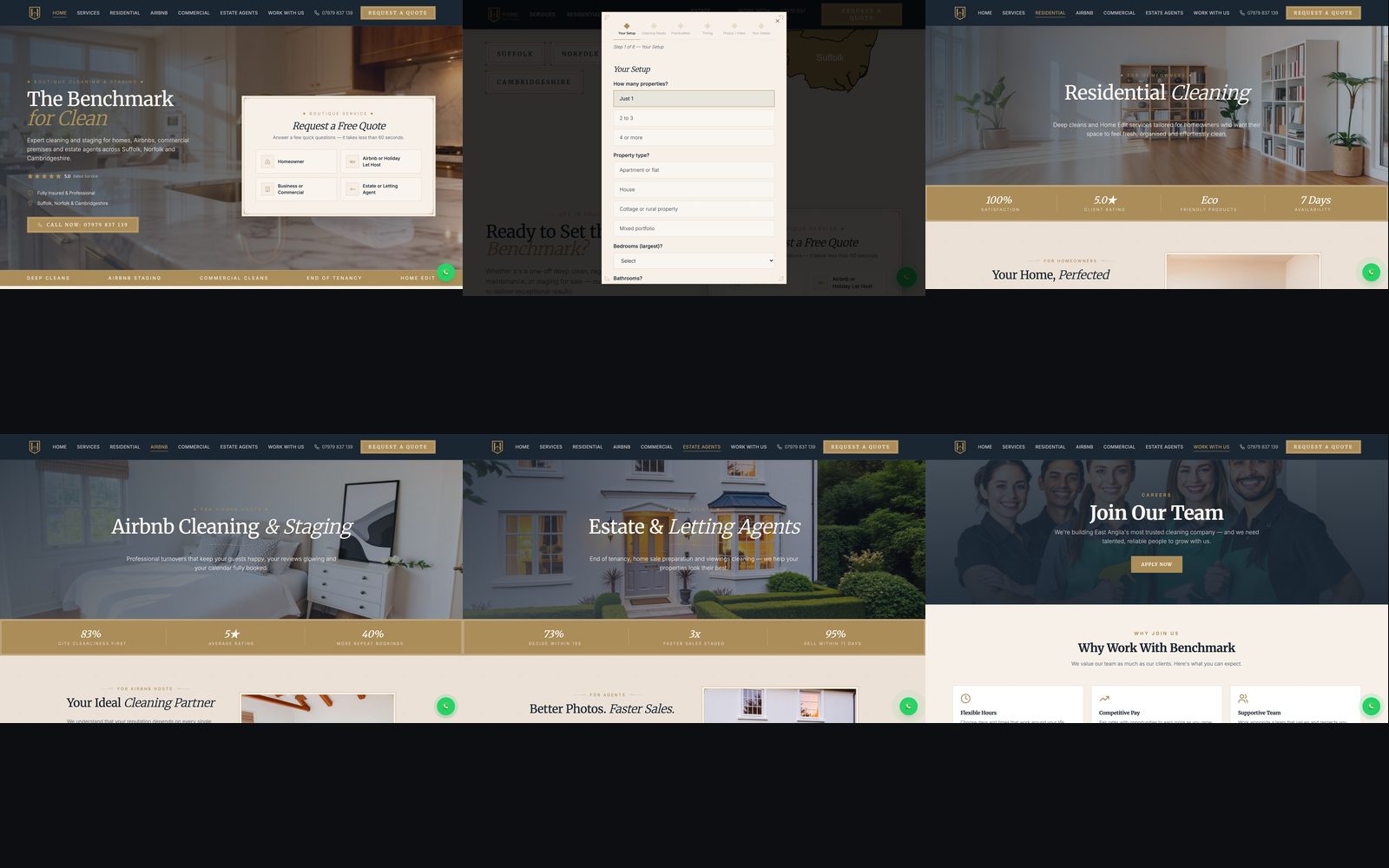 Every page of the Benchmark Home & Business site