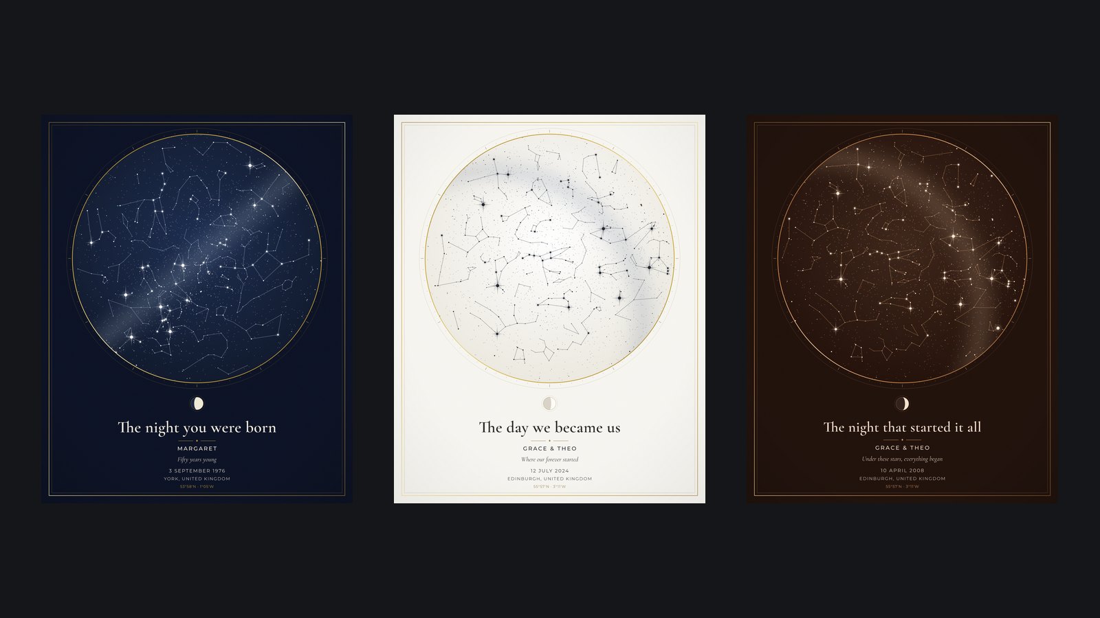 Pinterest posters generated for birth, wedding and anniversary