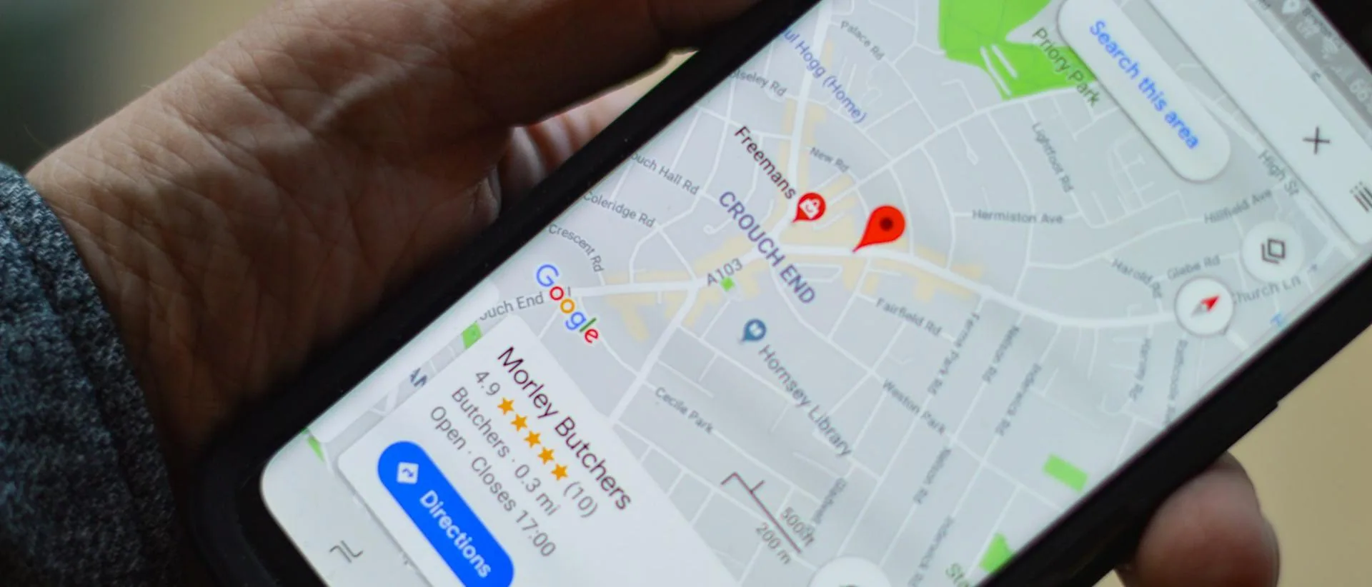 Google Maps open on a phone