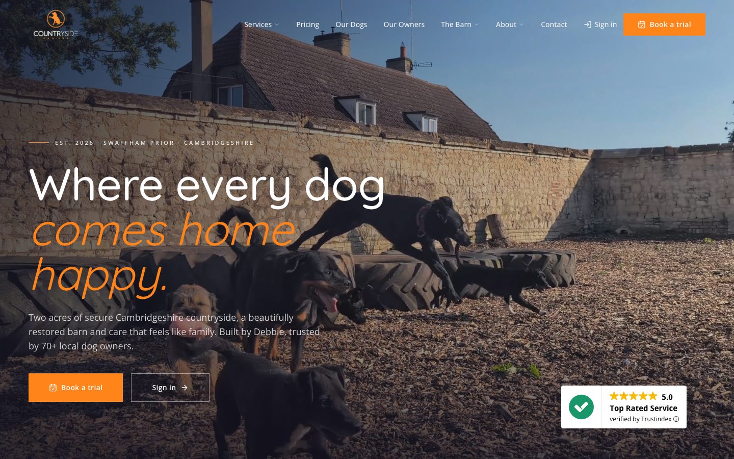 The Countryside Canines homepage: where every dog comes home happy