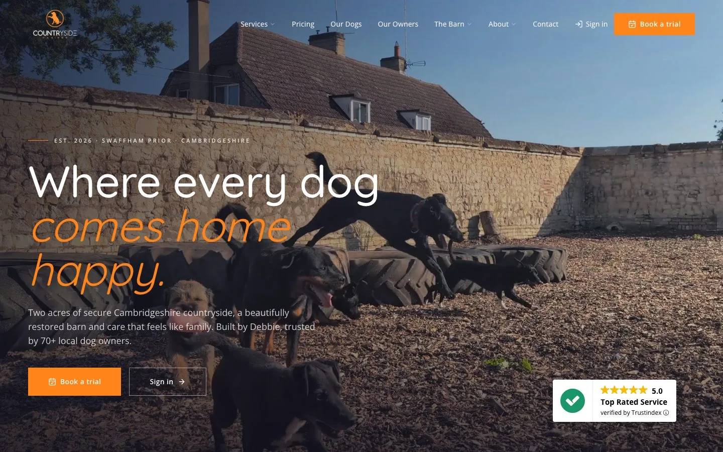 The Countryside Canines homepage: where every dog comes home happy