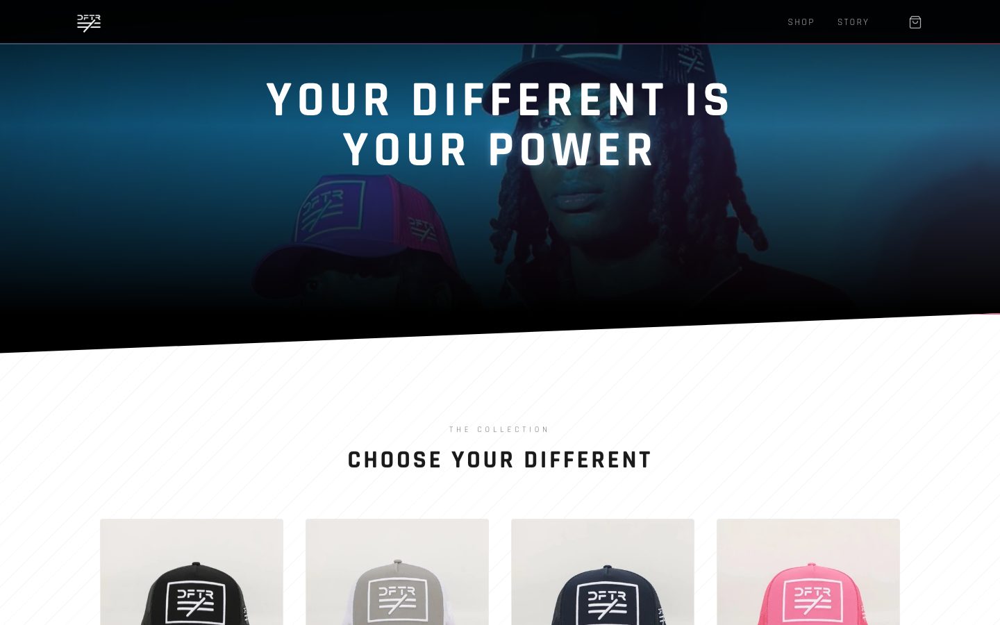 The collection on the homepage: your different is your power