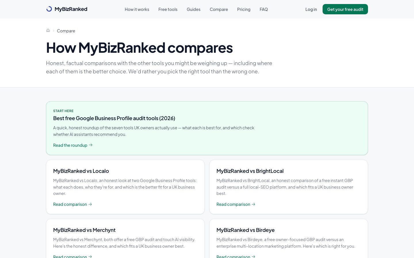 The comparison pages