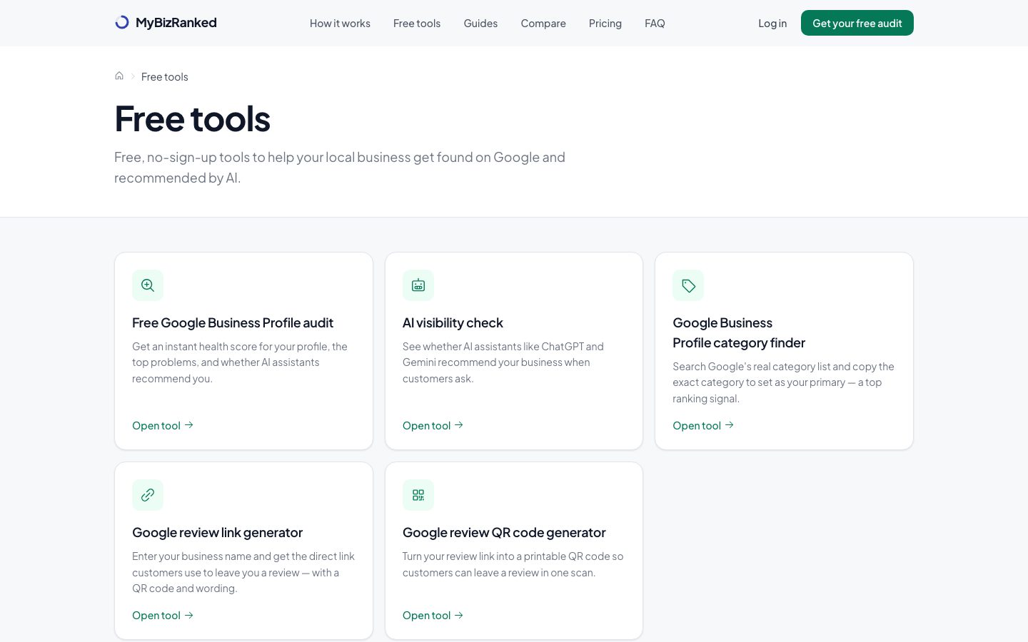 The free tools page